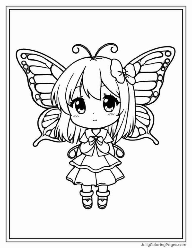 Anime Butterfly Girl Coloring Page