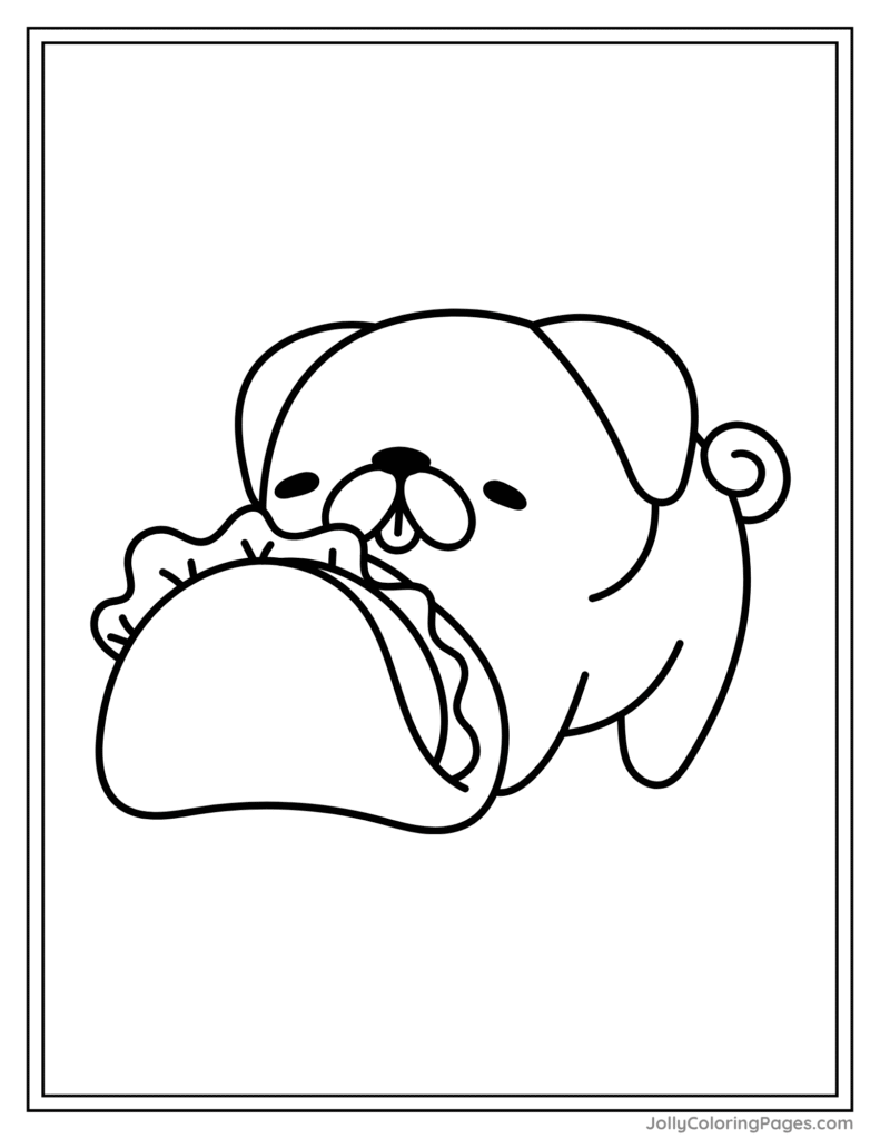 Cartoon Dog Enjoying Tacos