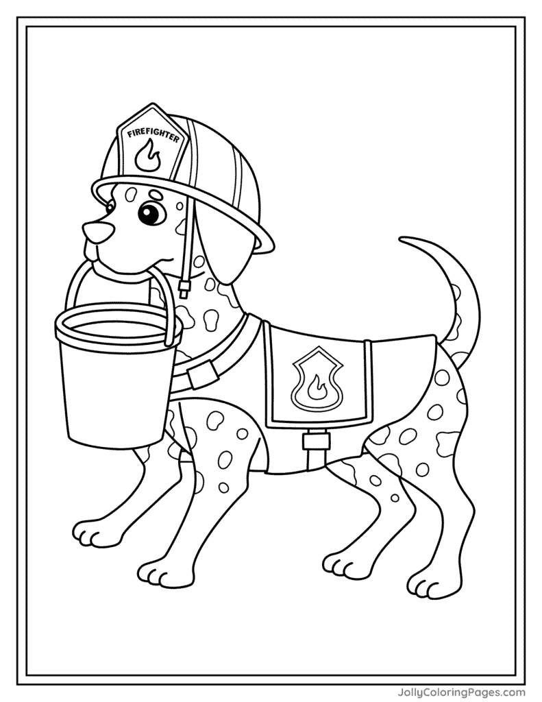 Firefighter Dog coloring page