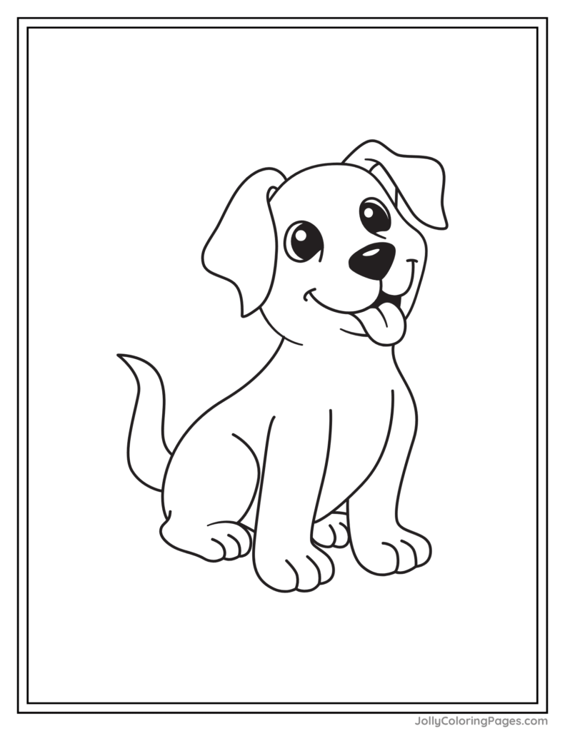 Friendly Cute Puppy Dog Coloring Page