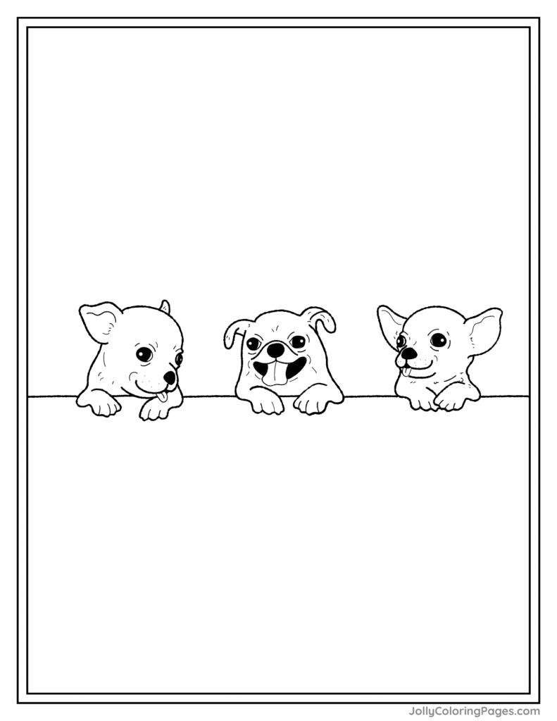 Three Cute Dogs Coloring Page