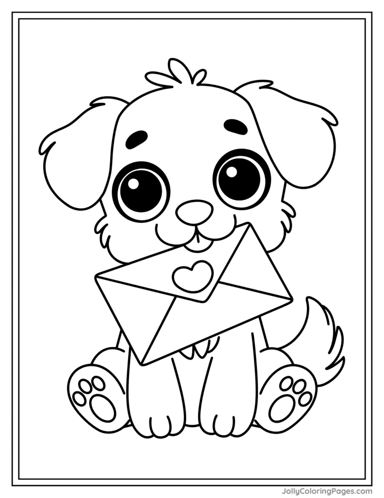 Valentine's Day Dog Holding Love Letter